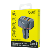 CC616TB - Budi Car Charger 48W Dual QC3.0 and USB-C PD / Все для автомобілів + №7610