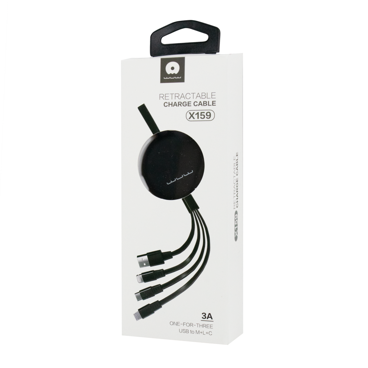 WUW Retractable Charge Cable One-For-Three USB to M+L+C 3A  X159
