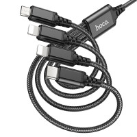 Кабель Hoco X76 Super charging 4-in-1 (Lightning+Lightning+Micro USB+Type-C) (1m) / Lightning + №7797