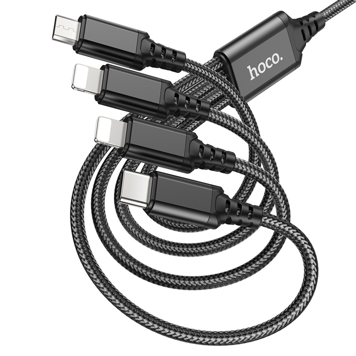 Кабель Hoco X76 Super charging 4-in-1 (Lightning+Lightning+Micro USB+Type-C) (1m)