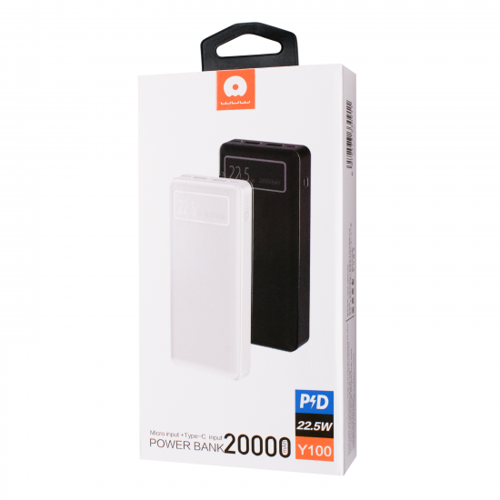 Power Bank WUW Y100 20000 mAh Type-C + 2 USB 22.5W