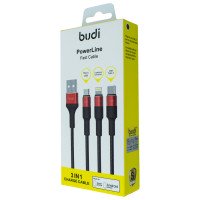 M8J162T3 - 3in1 Charge Cable，Braided Cable With Metal shell 1.2m / Кабелі / Перехідники + №3739