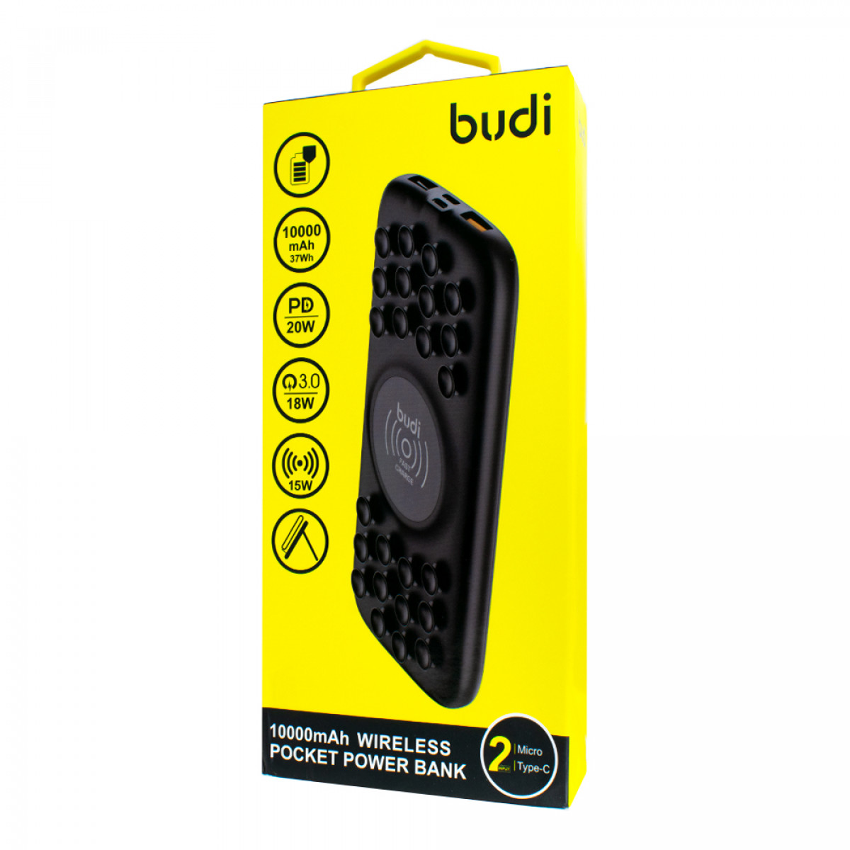 PB099B - Budi Wireless Charger QC3.0+PD20W Power Bank 10000mAh