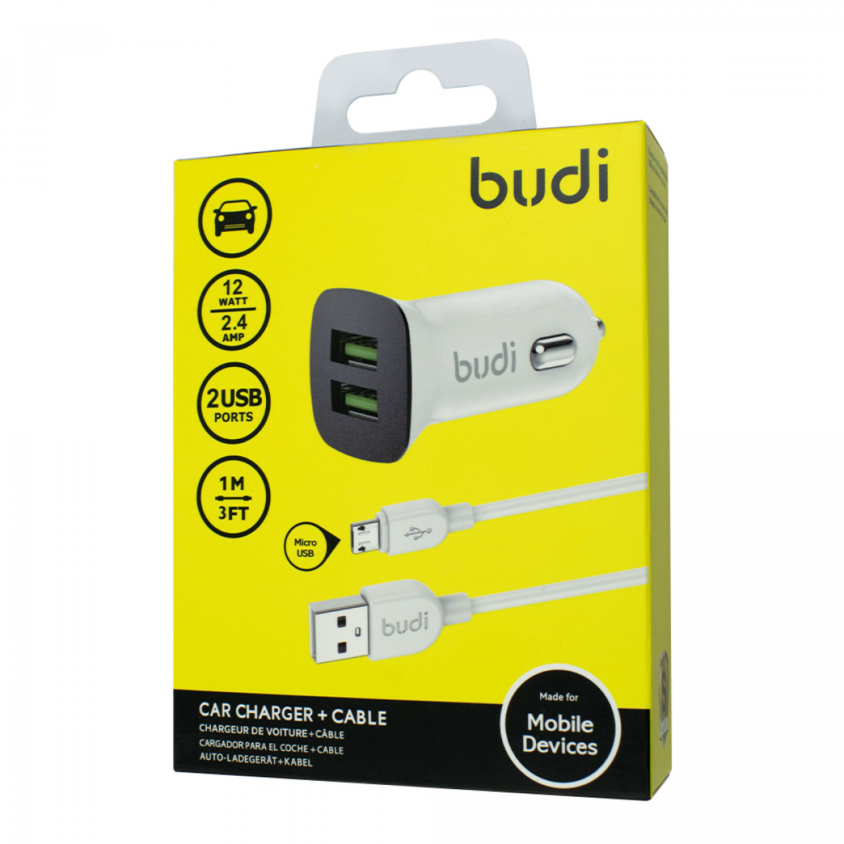 CC631M - Budi Car Charger 12W 2.4A + Cable Micro