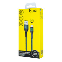 M8J211T-GRN (DC211T10L) - USB-кабель Budi Type-C in cloth 1m, 2.4A Faster, Aluminum shell / Type-C + №3057