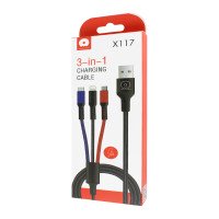 WUW Charging Cable 3in1 2A , 1.2m  X117 / Type-C + №7080