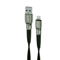 DC213L10B - USB-кабель Budi Lightning in cloth 1m, 2.4A Faster, Aluminum shell