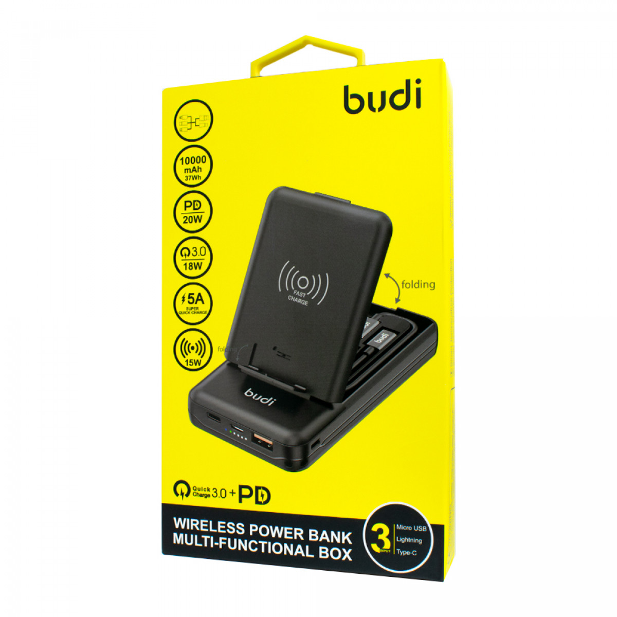 PB515QB - Budi Wireless Power Bank Multi-Functional Box PD18W 10000 mAh