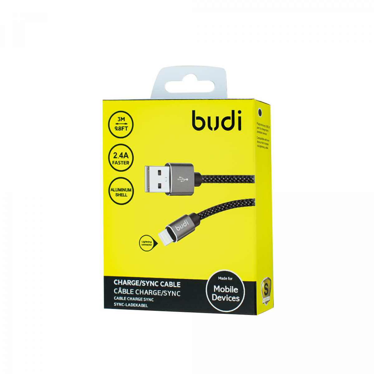 M8J206L09 - USB-кабель Budi Lightning to USB Charge/Sync 3м