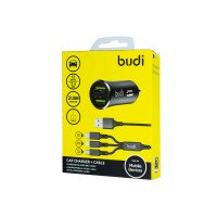CC627T3B - Car charger Budi 2 USB 2.4A with 3in1 cable / Budi + №6778