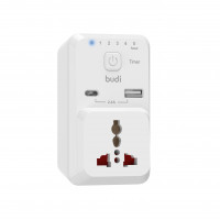 M8J313E - Timer Home Charger Budi 2 USB 2.4A with stand / M8J321TE - Air Home Charger Smart Fast Charge Budi PD Type-C Port 18W + №3037