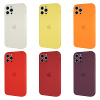Square Full Silicone Case Close Camera iPhone 12 Pro Max / Цветные однотонные + №3695