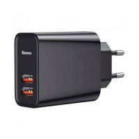 CCFS-E01 - Baseus Speed Dual QC3.0 Quick charger U+U 30W EU / M8J028TE - Type C port+2 USB home charger,plug(30W+12W) + №3308