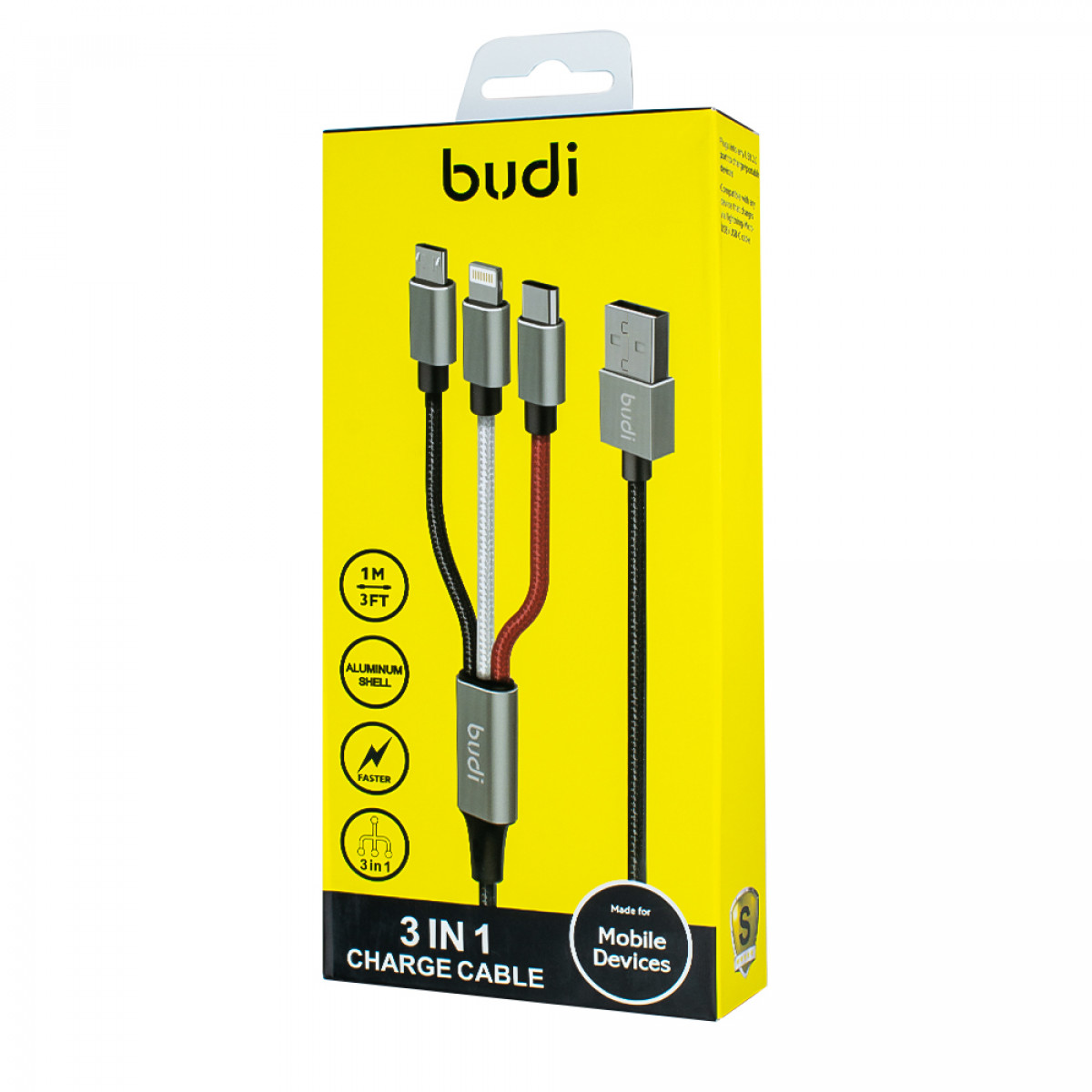 DC203A8 - 3in1 Charge Cable 1m, Aluminum Shell