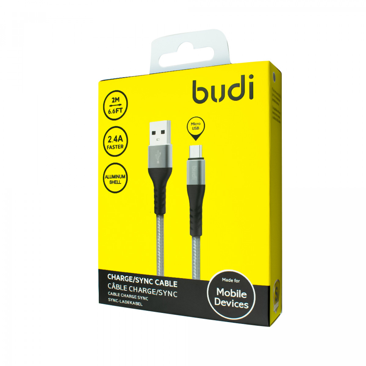 M8J197M-GRY (DC197M20H) - USB-кабель Budi Micro USB to USB Charge/Sync 2м