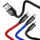 CAMLT-BSY01 - Baseus Three Primary Colors 3-in-1 Cable USB For M+L+T 3.5A 1.2M