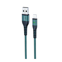 M8J211L-GRN(DC211L10L) - USB-кабель Budi Lightning in cloth 1m, 2.4A Faster, Aluminum shell / Кабелі / Перехідники + №3094