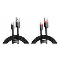 CATKLF-C91 - Baseus cafule Cable USB For Type-C 2A 2M / CALKLF-AG1 - Baseus cafule Cable USB For lightning 2.4A 0.5M + №3256
