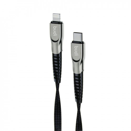 DC213TL10B - USB-кабель Budi Lightning to Type-C in cloth 1m, 20W Faster, Aluminum shell