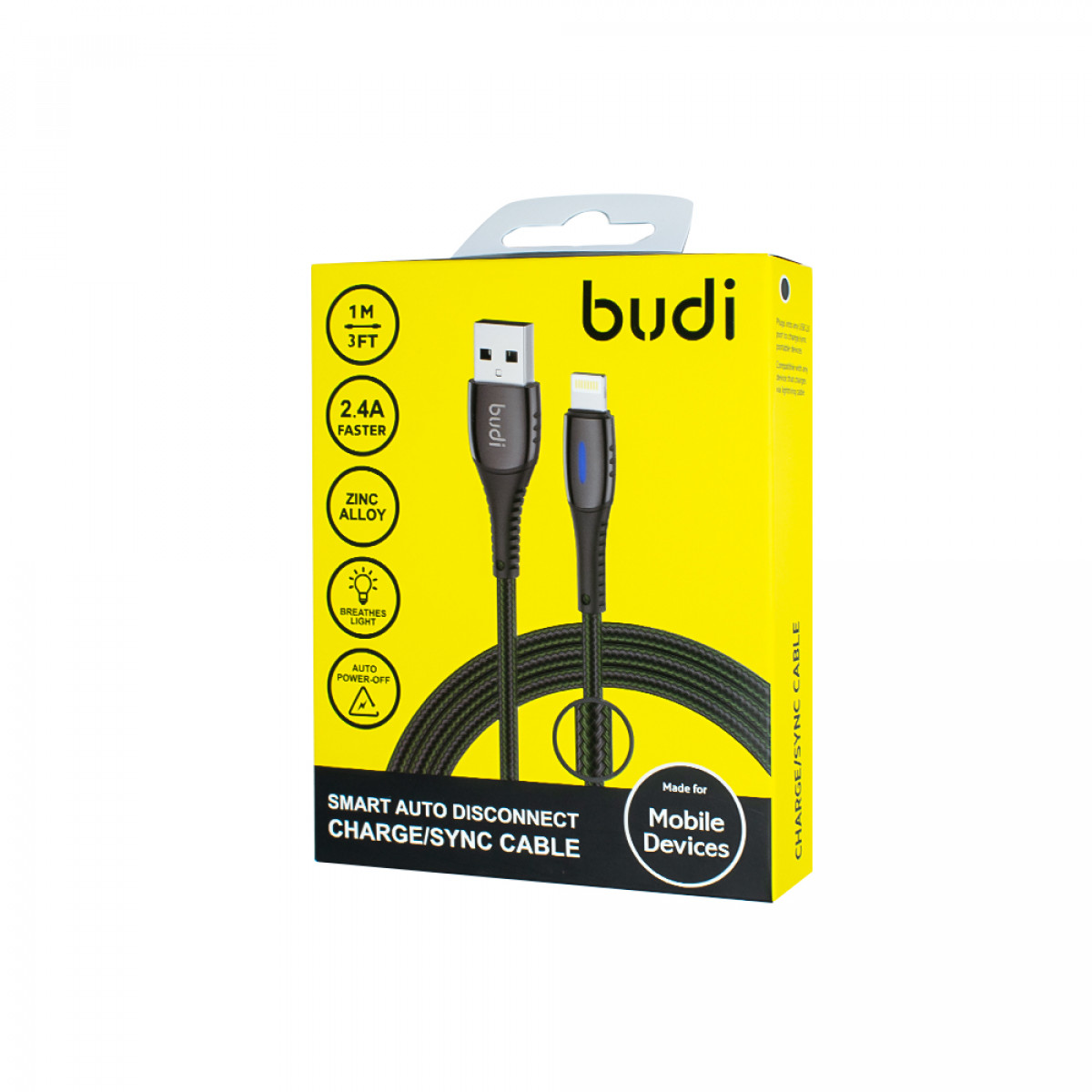 M8J212L(DC212L10L) - USB-кабель Budi Lightning to USB Charge/Sync 1м,Auto power-off